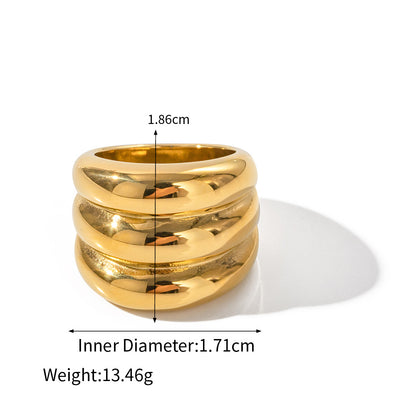 18K gold trendy and fashionable three-layer design simple style ring