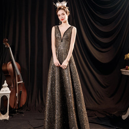 Robe de mariée noire à paillettes pour femmes