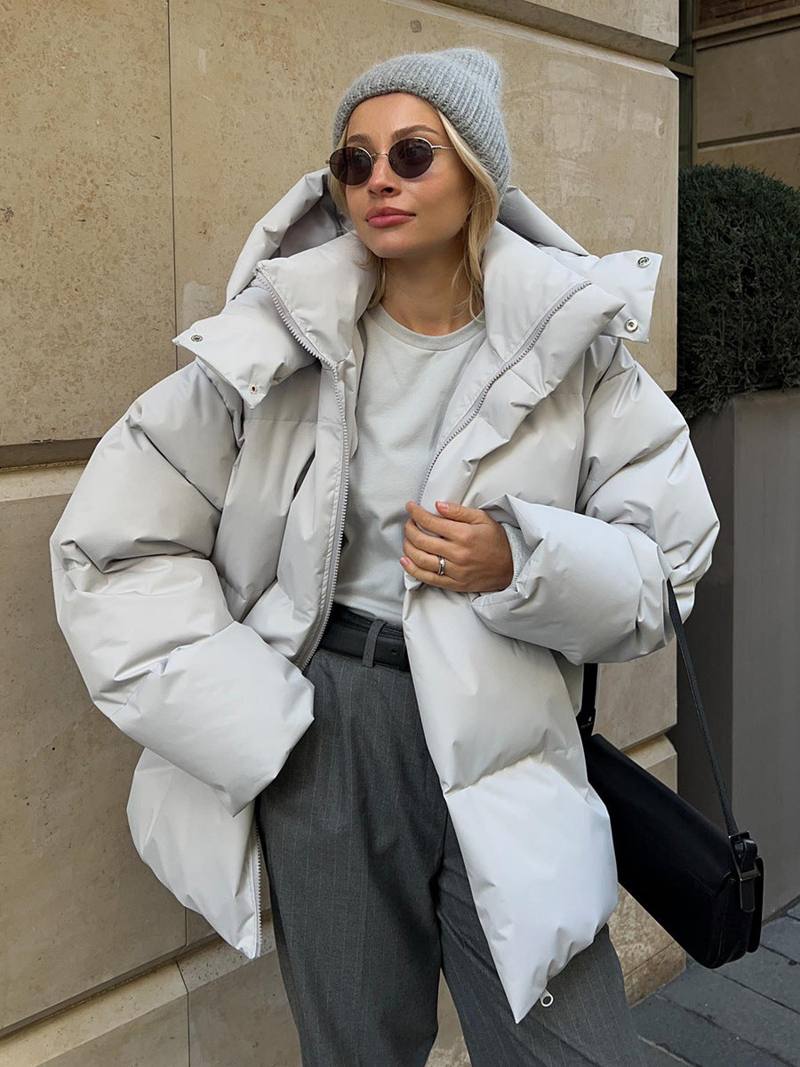 Manteau de mode avec capuche amovible veste en coton hiver chaud coupe-vent veste en coton ample vêtements d'extérieur parka ample