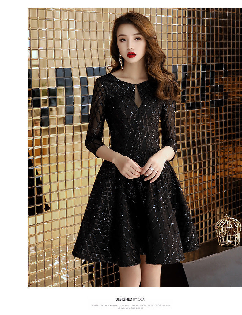 Robe de soirée noire pour femmes, petite robe courte pour dîner, Cocktail, anniversaire, fête d'anniversaire