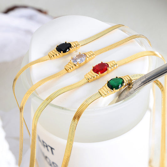 Ensemble de collier et bracelet en or 18 carats, classique, vintage, incrusté de zircon, design