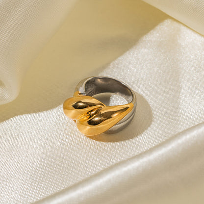 18K gold fashionable gold and silver color matching thread design ring