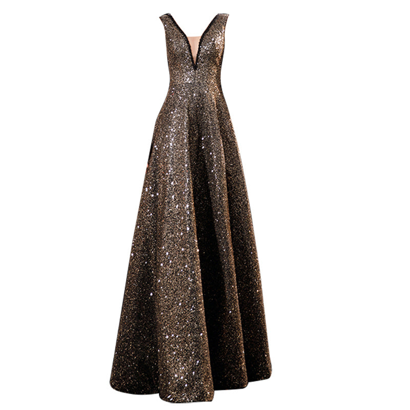 Robe de mariée noire à paillettes pour femmes