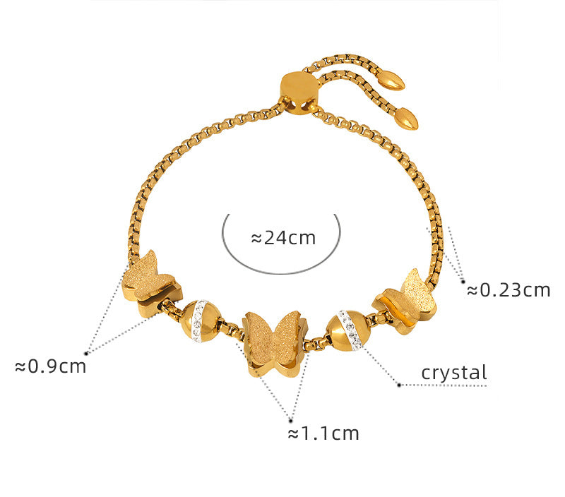 18K Gold Noble and Luxurious Butterfly/Love/Ball Bead Design Bracelet