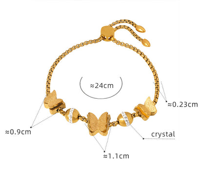 18K Gold Noble and Luxurious Butterfly/Love/Ball Bead Design Bracelet