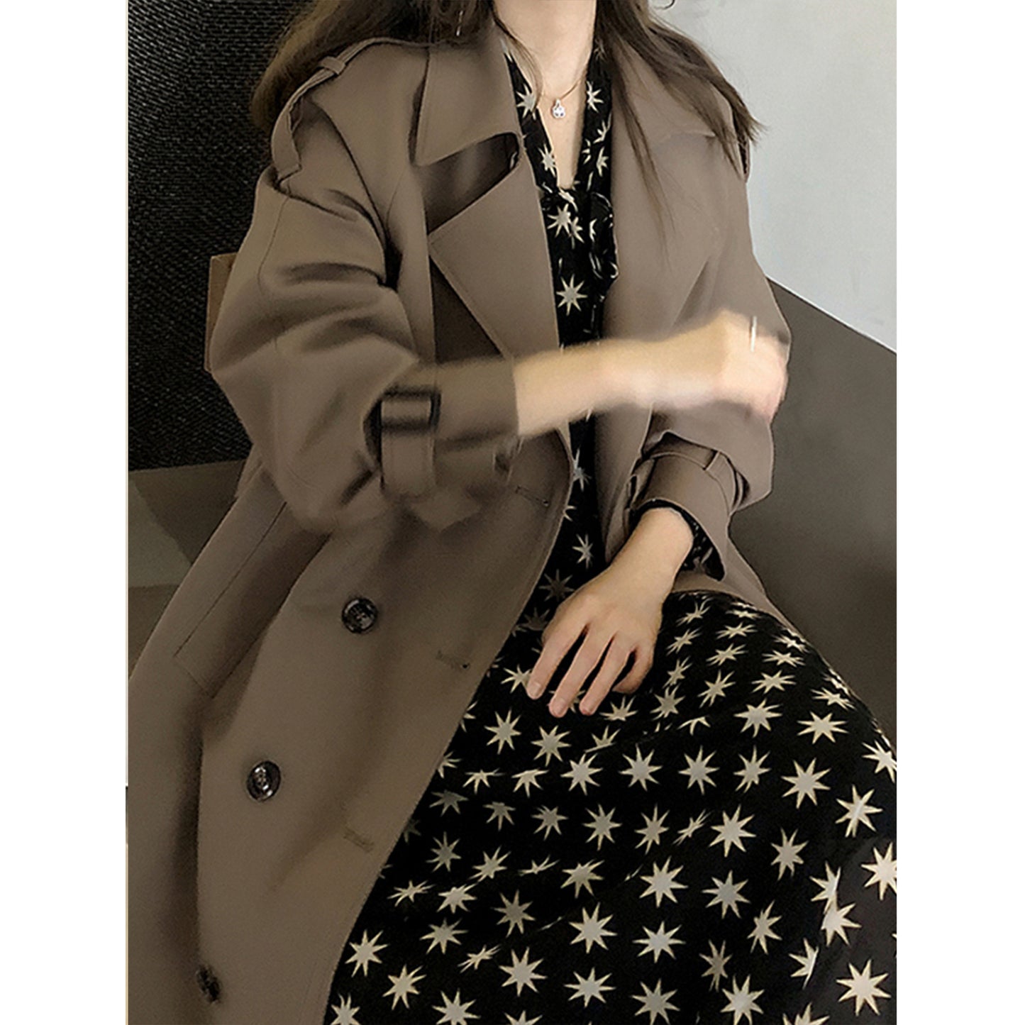 Damen Trendy Trench Coat, Zweireihiger Mantel, Koreanischer Damen Trench Coat, Eleganter Oversize Trench Coat, Frühlingskleidung, Damen kleidung