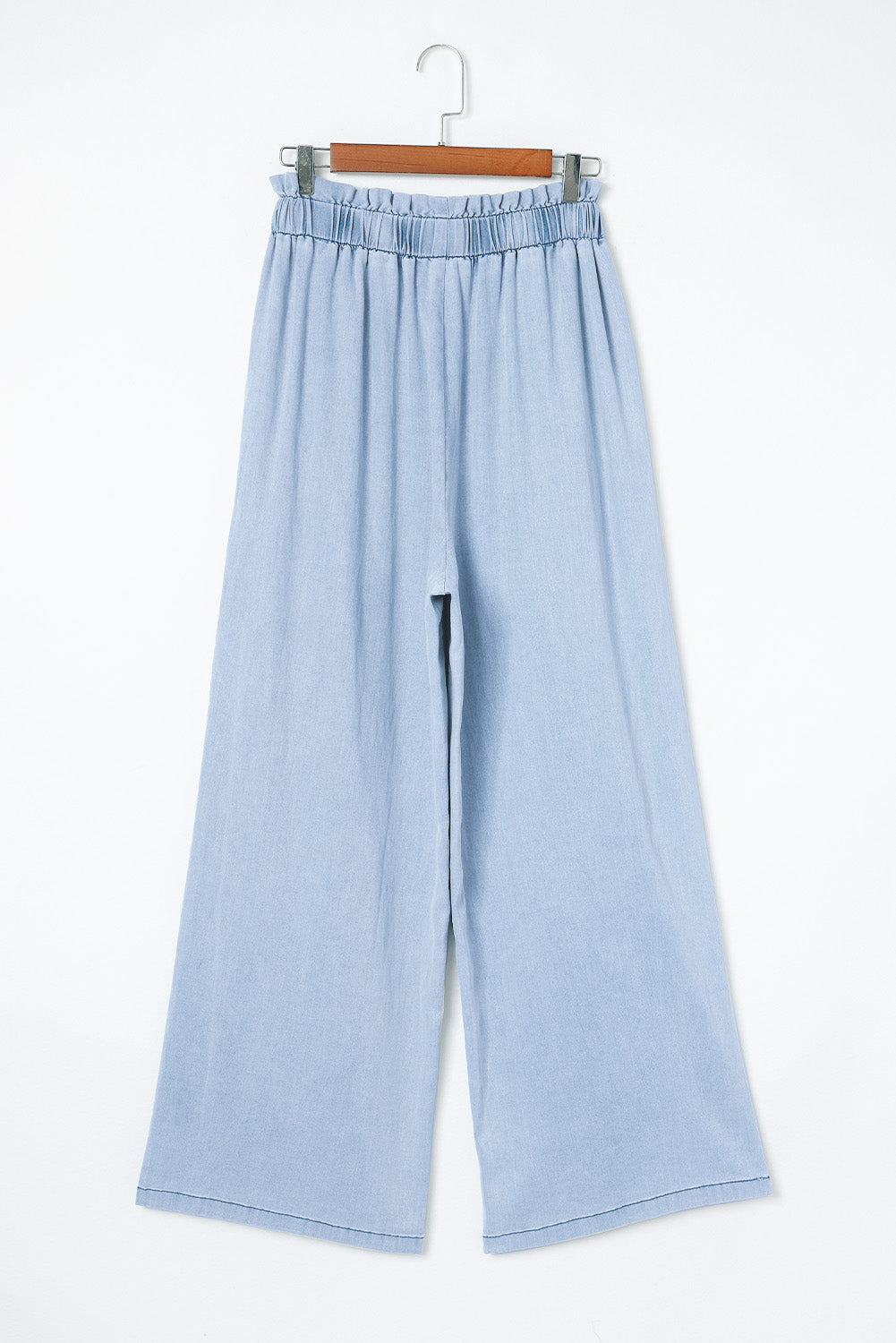 Sky Blue High Waist Pocketed Wide Leg Tencel Jeans