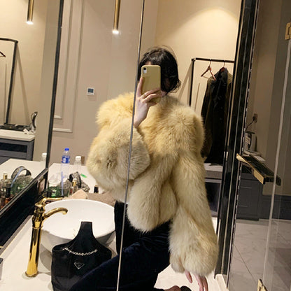 Women's Fashion Leopard Fur Coat