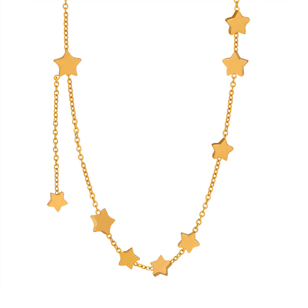 18K gold exquisite vintage star-shaped necklace with tassel design and versatile