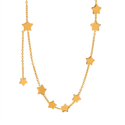 18K gold exquisite vintage star-shaped necklace with tassel design and versatile