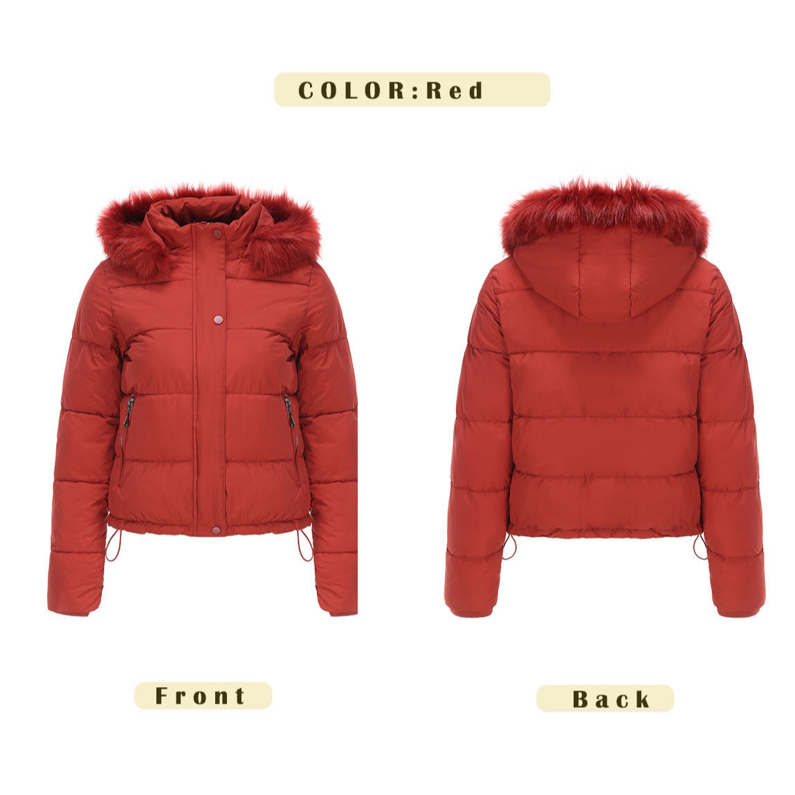 Manteau chaud en coton à manches longues pour femme, chapeau détachable en velours court, automne et hiver