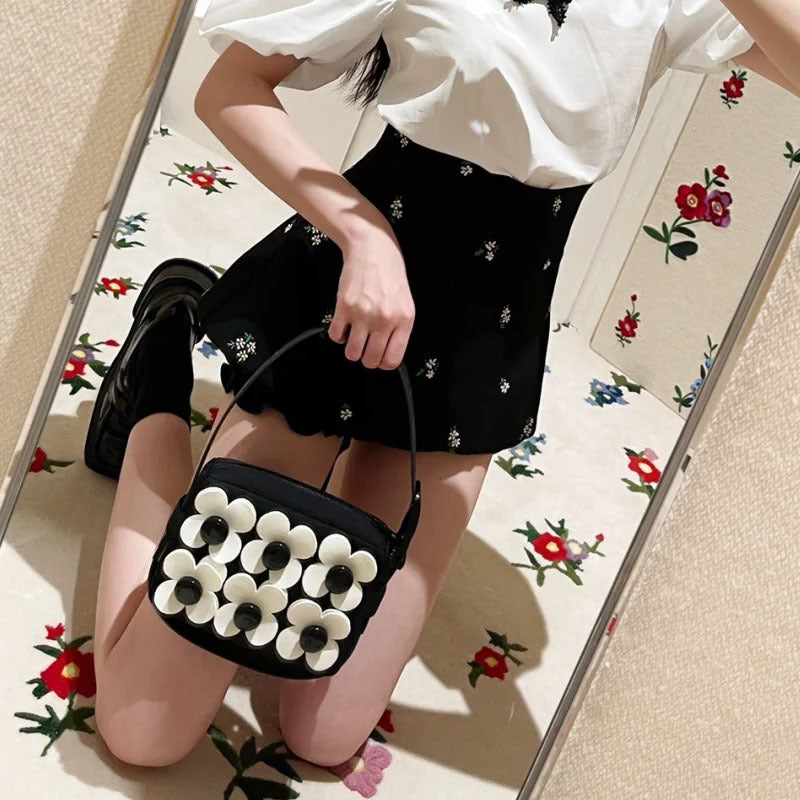 A- Type Embroidered Mini Culottes High Waist Inner Wear Miniskirt