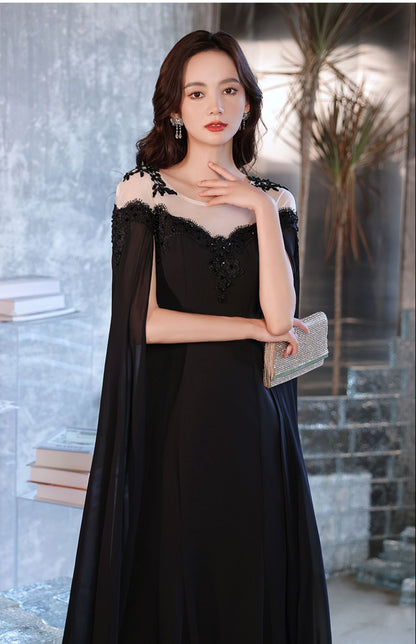 Robe de soirée noire pour femme au look haut de gamme