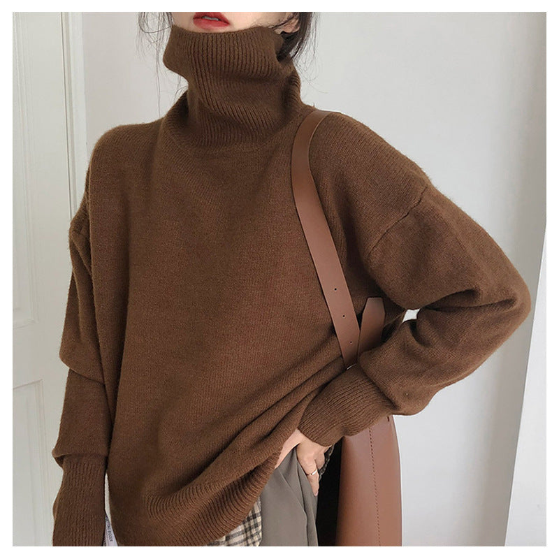 Turtleneck Pullover Lazy Style Padded Sweater