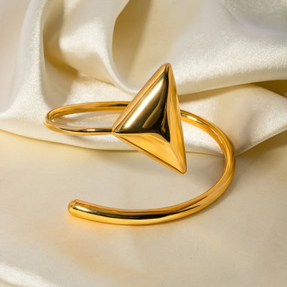 18k gold light luxury high-end triangle with coil design bracelet