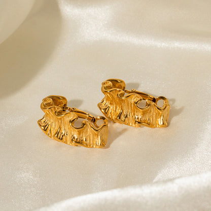 18K Gold Personalized Exaggerated Lava Shaped Earrings