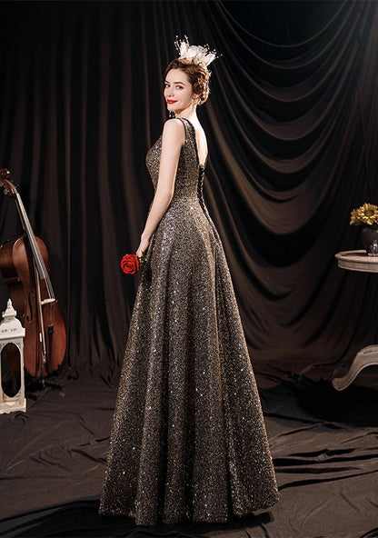 Robe de mariée noire à paillettes pour femmes