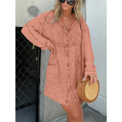 Women's Denim Washed Loose Shirt Dress