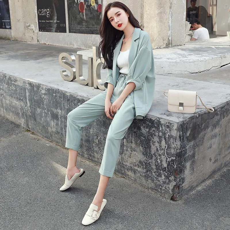 Women's Fashion Casual Career Suit Pants Set