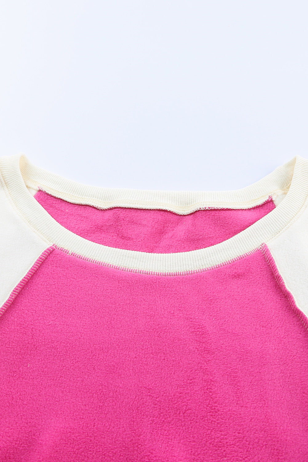 Sweat-shirt en molleton à manches longues et color block rose