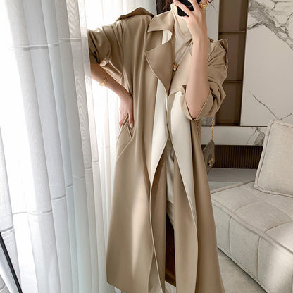 Classic Temperament Two-tone Overweight Women's Trench Coat