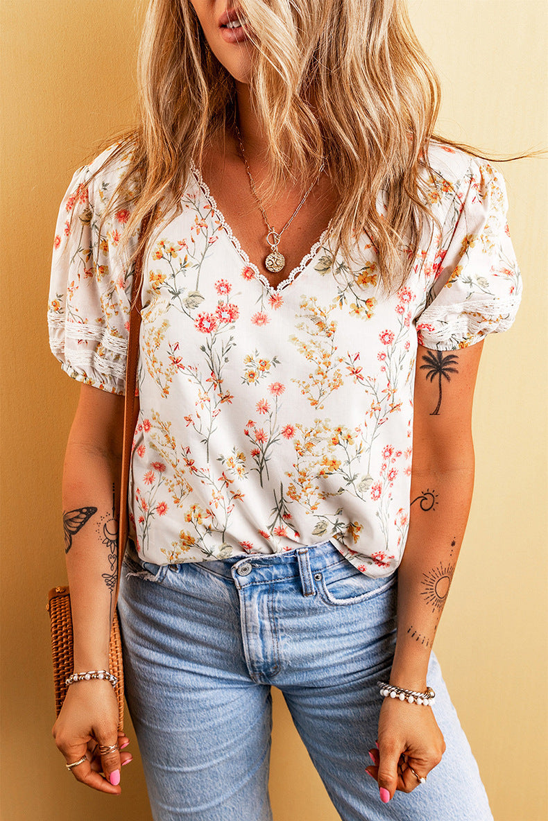 T-shirt floral personnalisé à la mode pour femmes