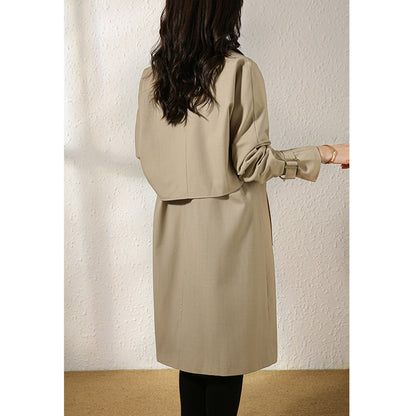 Wool Mid Length Early Autumn Thin Coat Women's Clothing