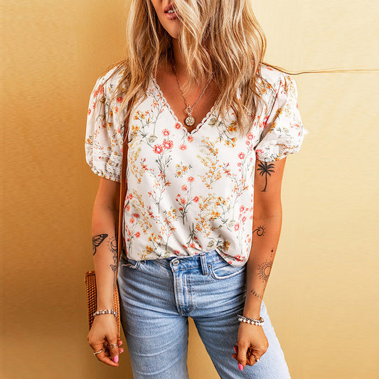 T-shirt floral personnalisé à la mode pour femmes