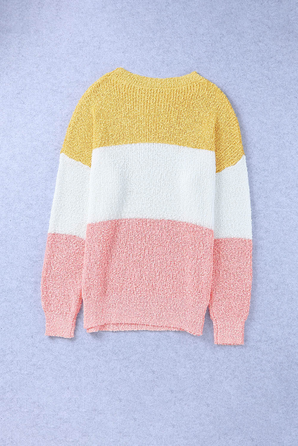 Gelber Colorblock-Pullover mit Blasenärmeln in Übergröße