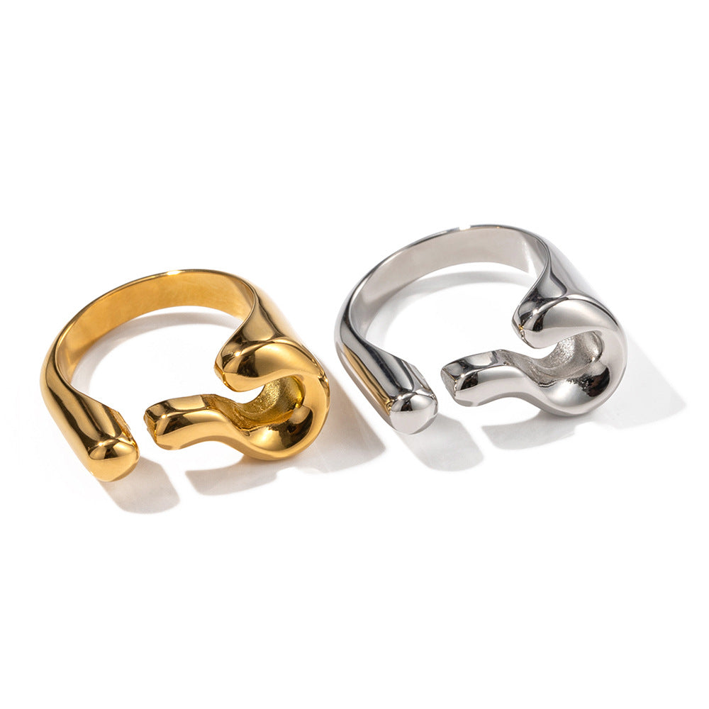 18K gold novel and fashionable irregular-shaped design versatile ring