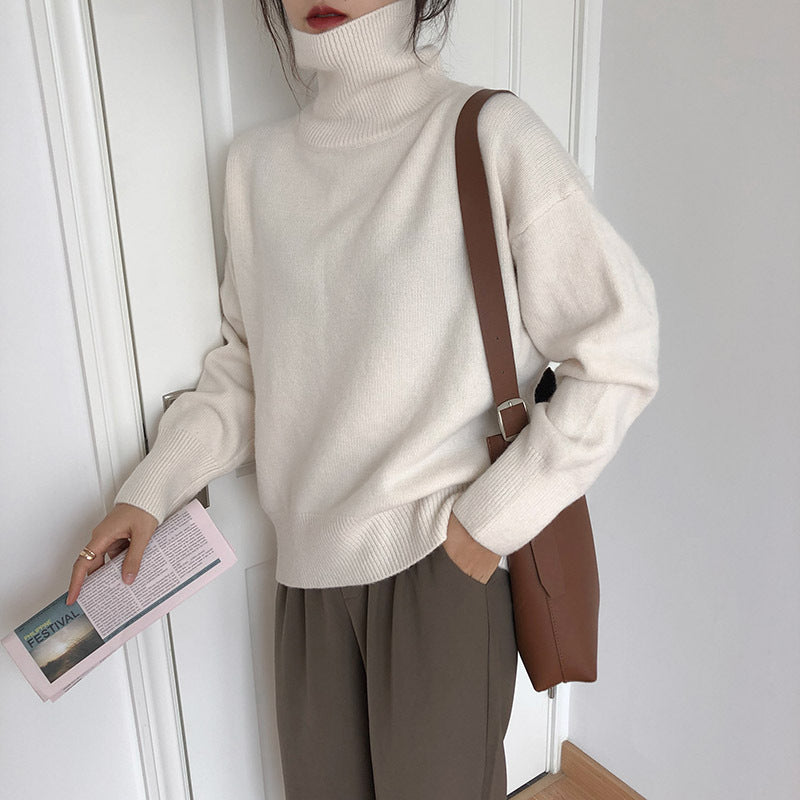 Turtleneck Pullover Lazy Style Padded Sweater