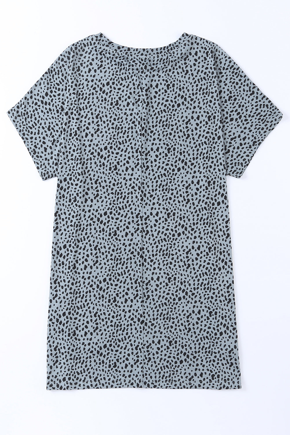 Cheetah Print Casual Side Pockets Short Sleeve Tunic Top