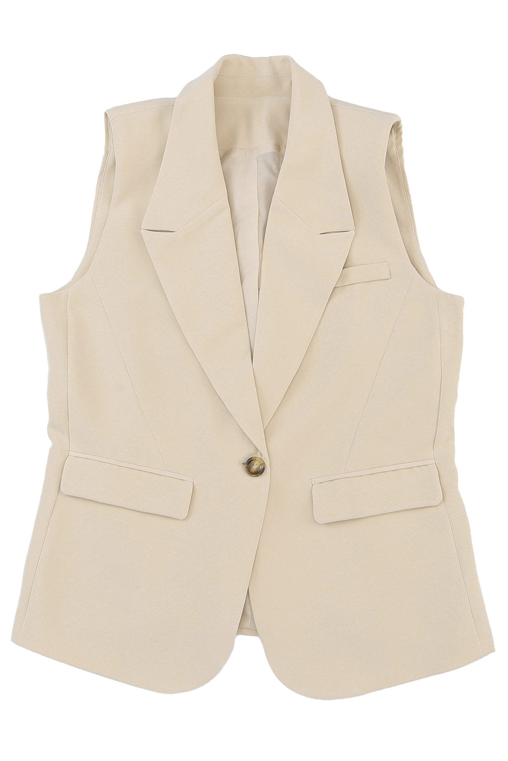 Blazer gilet à revers avec poche à bouton unique abricot