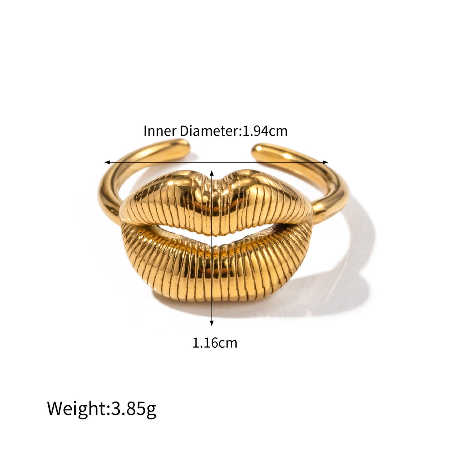 18K gold novel and trendy lip pattern design ring