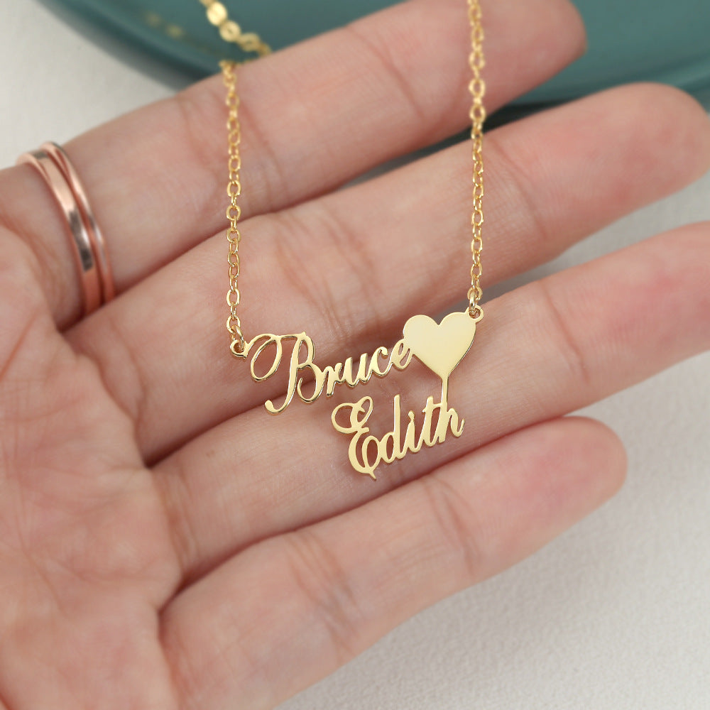 Classic simple heart with customizable name design light luxury style necklace