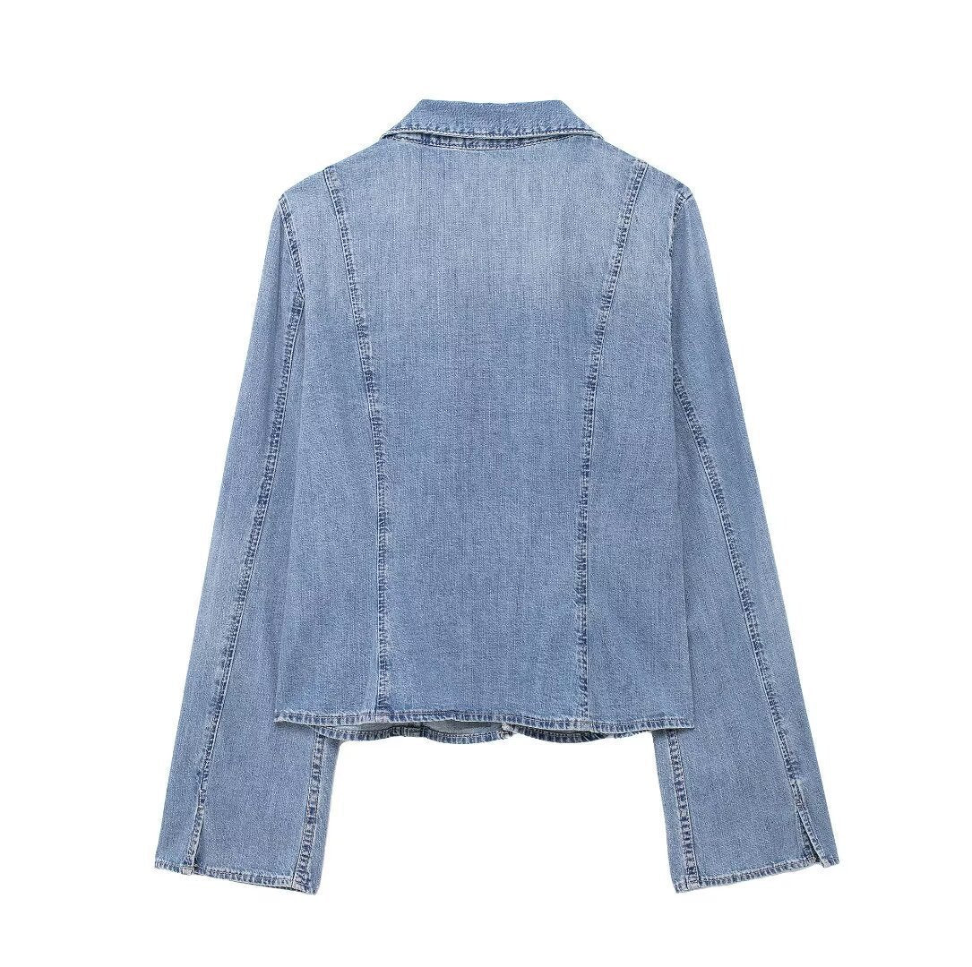 Chemise en jean nouée pour fille sexy de style européen et américain