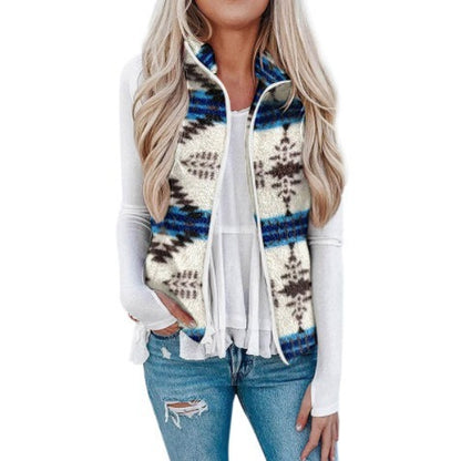 Women's Christmas Top Plush Printed Vest