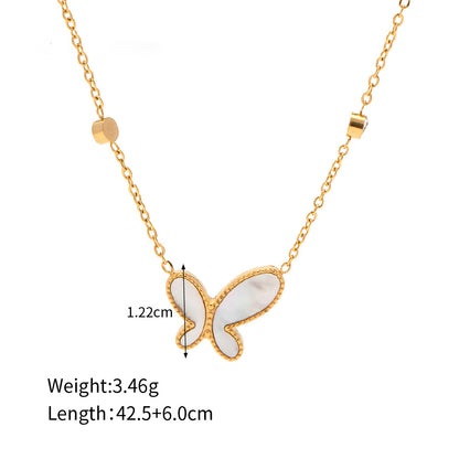 18K Gold Exquisite Fashion Butterfly Inlaid Diamond Design Versatile Necklace