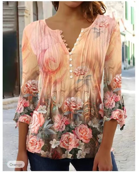 T-shirt imprimé floral pour femme