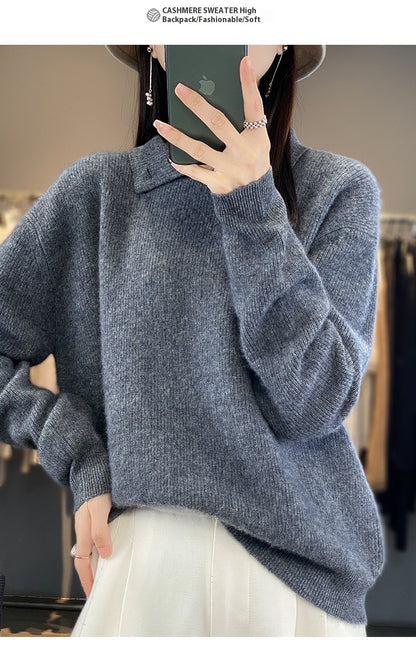 Pull en laine à col mi-haut pour femme automne et hiver