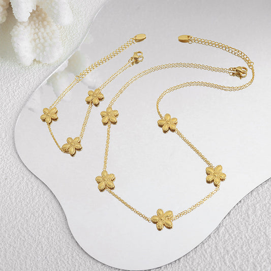 18k gold novel fashionable flower design necklace bracelet set