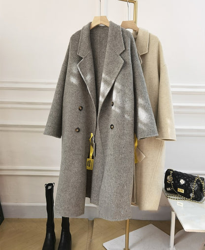 Baby Camel Velvet Double-sided Wool Almond White Coat