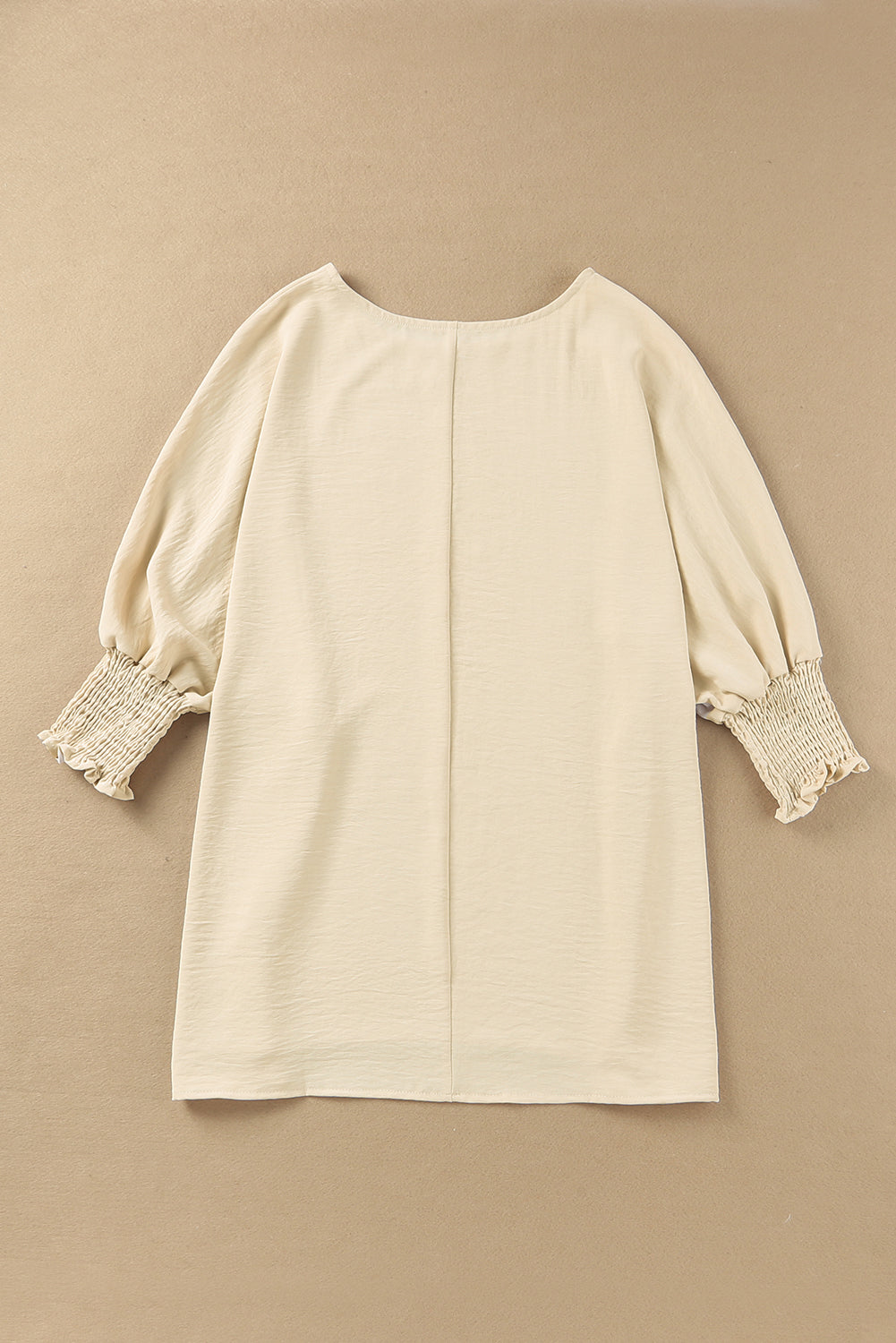 White Smocked Wrist Shift Top