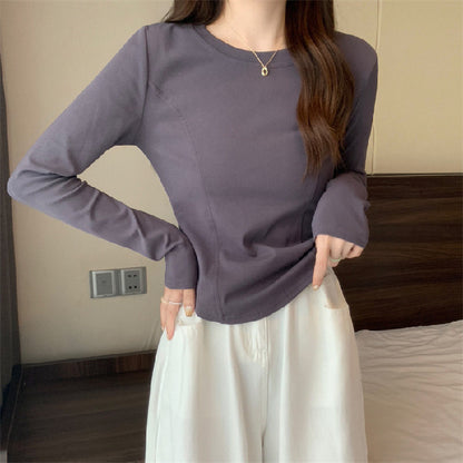 Women's Thickened Long-sleeved T-shirt Dralon Short Top