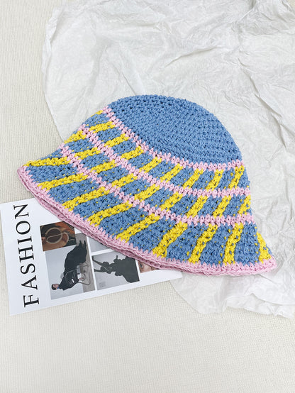 Handmade Wool Woven Colorful Stripes Bucket Hat