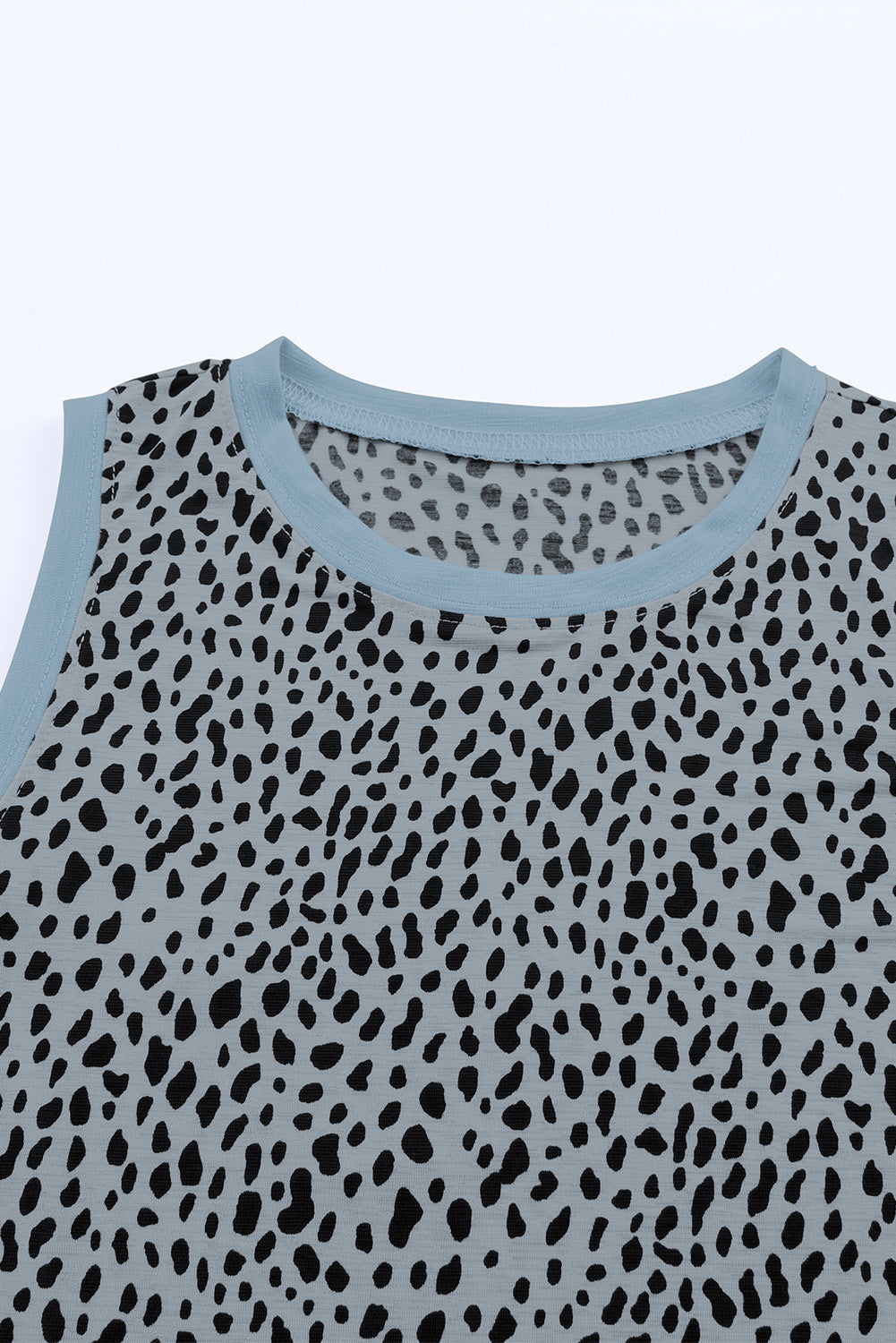 Lässiges Tanktop mit Rundhalsausschnitt und Leoparden-Kontrastbesatz