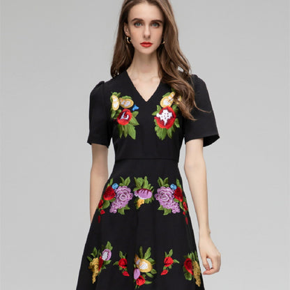 Women's Fashion Embroidered Flower Dress