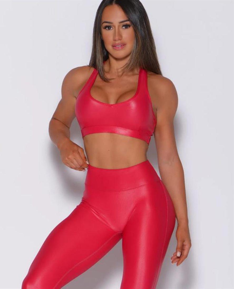 Summer Sports Vest  Yoga High Waist Straight Pants Two-piece Set