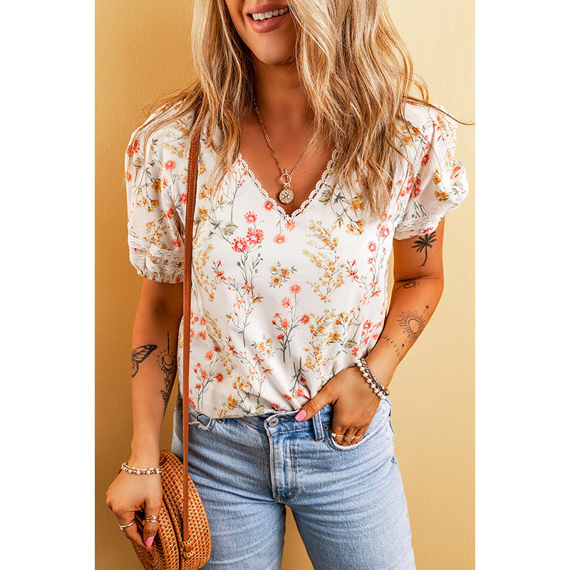 T-shirt floral personnalisé à la mode pour femmes