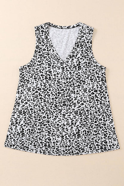 Cheetah V Neck Casual Tank Top for Women